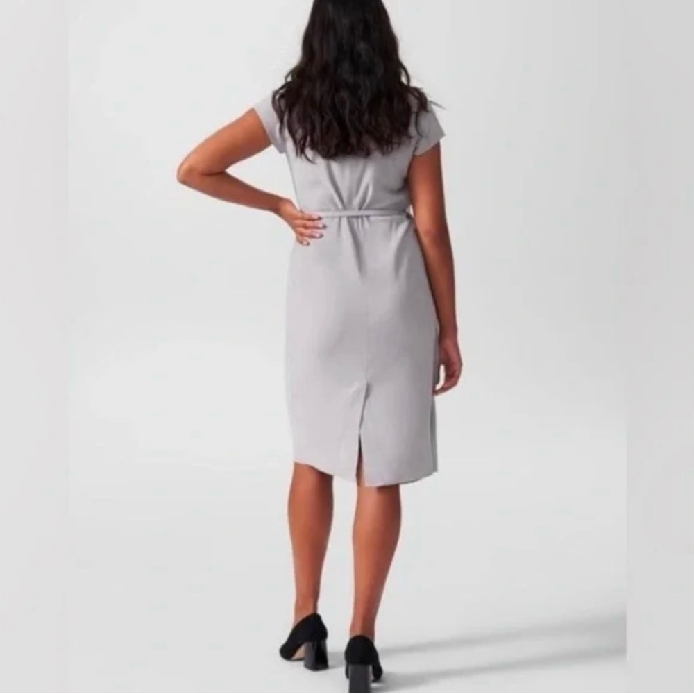 Universal Standards Vesper Polina Dove Gray Drape Dress Workdress NO BELT - Picture 3 of 16